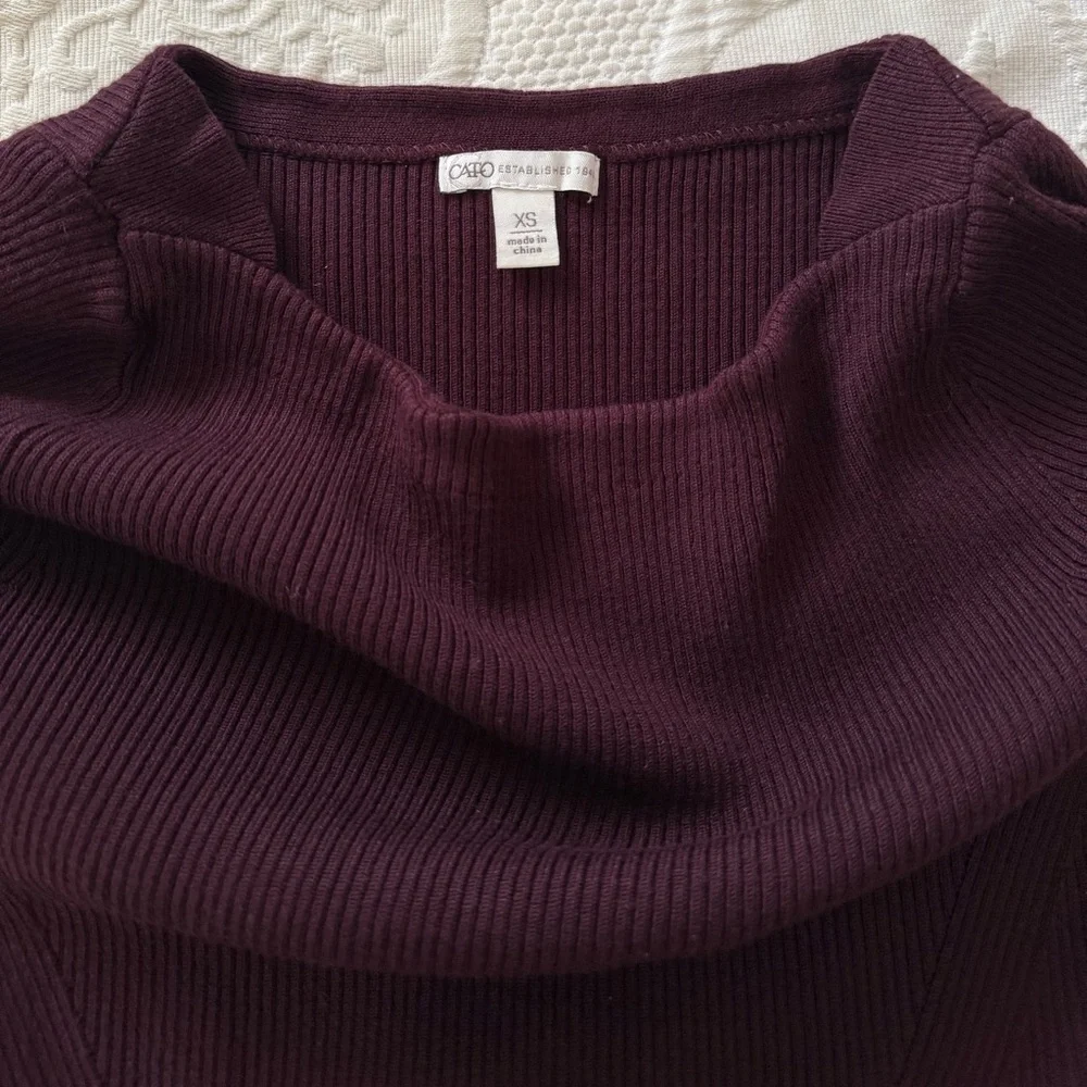 Cato Deep Burgundy Ribbed Boatneck Sweater - Picture 4 of 6